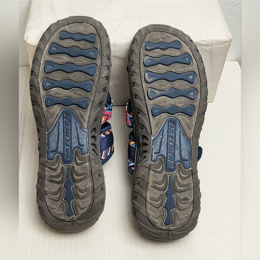 Skechers Reggae Zig Swag 10 Blue Thong Sandals Durable Sole Casual Outdoor - Picture 4 of 8
